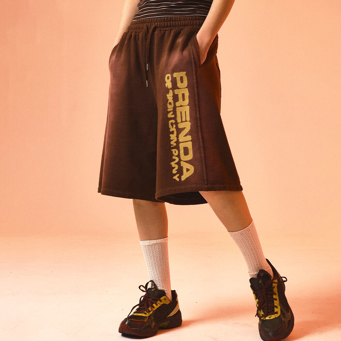 韓國PRENDA - GRADIENT RAWCUT SHORTS BROWN